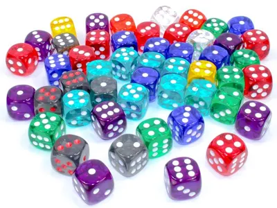 Produktbild von Chessex Würfelset - 50 Stück transparente 16mm D6 Würfel Spielzeug