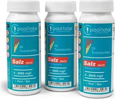 Produktbild von 3x POOL Total Teststreifen Salz (NaCl) 0-8000 mg/l 60 TestStrips