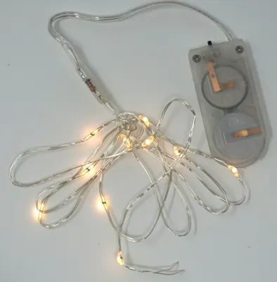 Produktbild von Lichterkette mit 10 Micro LED warmweiß 100 cm Silberdraht Batteriebetrieb