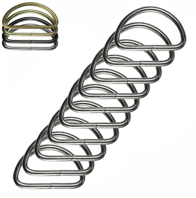 10 stabiler Halbringe D-Ringe Metallring silber 38 (32) x 22 x 3 mm