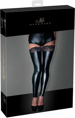 Zdjęcie produktu dla Noir Handmade Pończochy Matowe z Koronką Czarne XL, silikonowy pas
