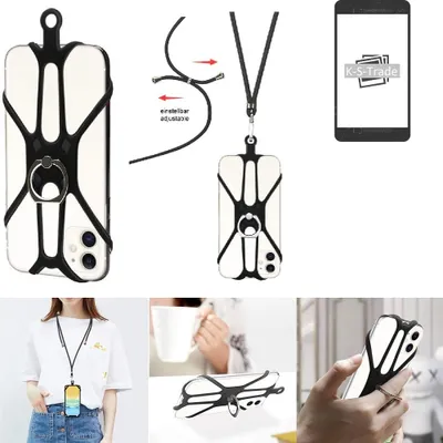 Produktbild von K-S-Trade 3in1 Handykette Handyband Handykordel Halsband Smartphone-Ring Handy-Ring kompatibel mit Oukitel Y5000 Fingerhalterung Handyring