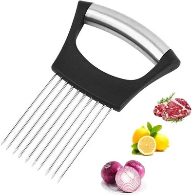 Zdjęcie produktu dla Nóż do warzyw Ibenzoa® ze stali nierdzewnej, z ergonomicznym uchwytem do cebuli – bezpieczny i wydajny do krojenia cebuli, ziemniaków i pomidorów