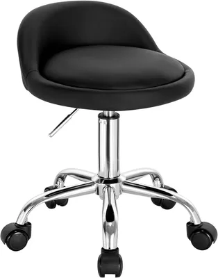Image de Tabouret de bureau sur roulettes, pivotant et réglable en hauteur | Noir | 30x30x53-65,5 cm