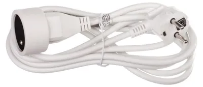 Imagen del producto de Cable de extensión de 3 metros, con 1 enchufe, color blanco, material PVC, sección de 1 mm²