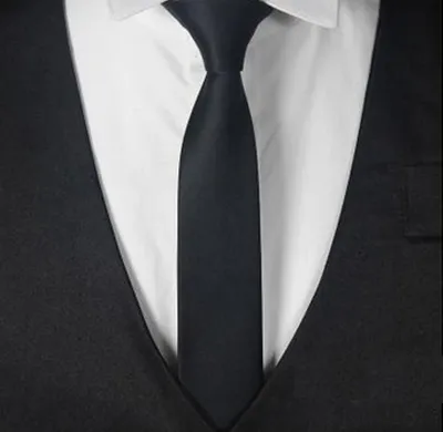 Produktbild von Krawatte schmal schwarz 5 cm Herren Hochzeit Business Schlips Anzug schmaler Binder