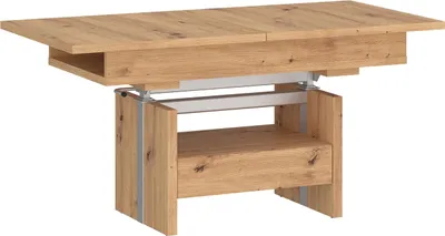 Produktbild von Couchtisch DEBRECEN Artisan Eiche Holznachbildung ausziehbar höhenverstellbar mit Einlegeplatte & Schublade 110x65x56 cm (BxTxH)