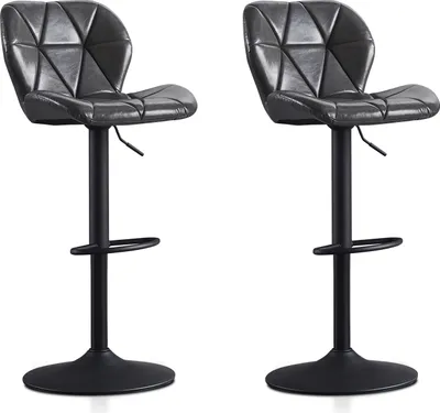 Produktbild von CLIPOP Barhocker, 2er Set Kunstleder Barstuhl, Retro Bistrohocker, Höhenverstellbarer Thekenhocker,Grau