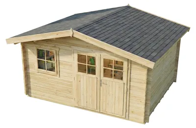 Produktbild von Alpholz Gartenhaus Valeria 428x427cm Naturbelassen mit Boden 28mm Wandst.