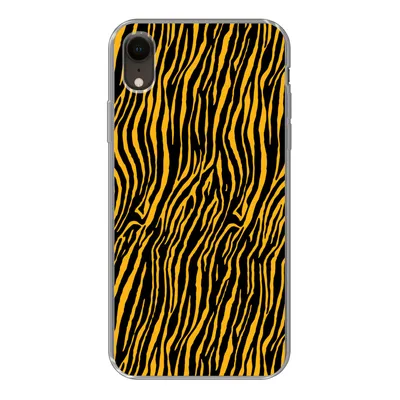 Produktbild von MuchoWow® Handyhülle Schutzhülle Hülle für iPhone XR Tigerdruck - Schwarz - Orange Silikon Softcase Handy Hülle - Schutzdeckel