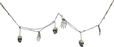 Produktbild von XXL Knochen und Totenkopf Girlande - 180 cm | Gruselige Party Halloween Dekoration