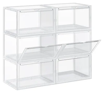 Produktbild von Schuhkartons 6er-Set - transparente Aufbewahrungsboxen - stapelbar - PP - 36x28x22 cm