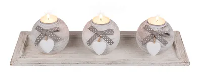 Immagine prodotto di GiftyCity Set di portacandele decorativi in legno, Cuore