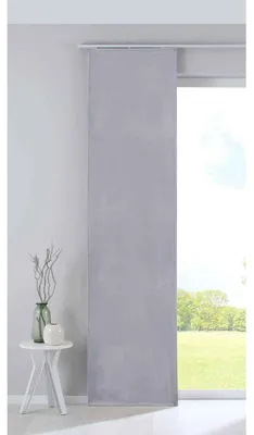 Productafbeelding van Schuifgordijn - Verduisterend fluweel - 245 x 60 cm - Grijs - Met paneelwagen en verzwaringsstang