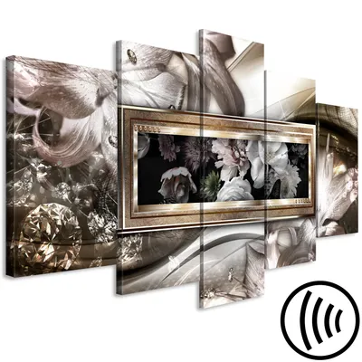 Produktbild von Akustikbild Blumen 200x100 cm Bilder Akustikschaum Hochleistungsschallabsorber Schallschutz Leinwand 5 tlg Wandbild Raumakustik Schalldämmung Abstrakt orientalische Muster b-C-0805-b-m