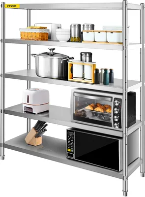Produktbild von VEVOR Lagerregal, 5-stufiges Lagerregal, Garagenregal aus Edelstahl, 70,9 x 17,7 x 70,9 Zoll, robustes Lagerregal, 1650 Pfund Gesamtkapazität mit verstellbarer Höhe