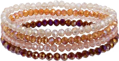 Produktbild von Boho Armbänder Multilayer, bunte Glassteine, elastisch, stapelbar, für jede Gelegenheit
