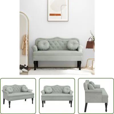 Produktbild von The Living Store Sitzbank mit Kissen Hellgrau 120,5x65x75 cm Samt