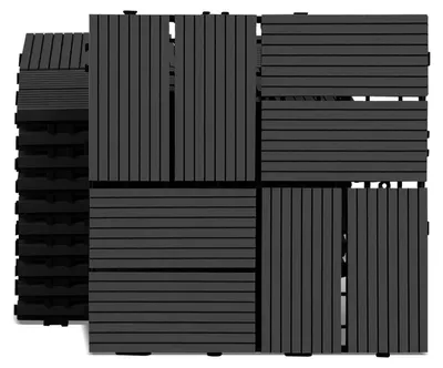 Produktbild von Ikodm WPC Terrassenfliesen 30x30 cm Anthrazit 99 Stück 9 m² Klickfliesen Garten Balkon