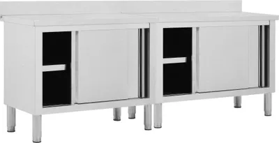 Produktbild von vidaXL Arbeitsschränke mit Schiebetüren 2 Stk. 240x50x(95-97) cm Edelstahl