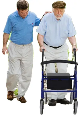 Image de Déambulateur, réglable en hauteur, avec freins à main, couleur bleu