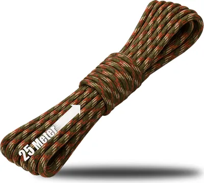 Produktbild von COM-FOUR® Paracord Schnur Ø 4 mm, 25 m - Seil mit 7 Kern Strängen für Boot, Camping, Outdoor - Nylonseil mit 250 Kg Tragkraft - Zeltseil, Abspannseil, Allzweckseil