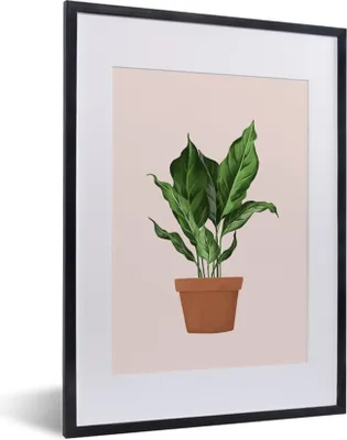 Produktbild von MuchoWow® MuchoWow® Gerahmtes Poster Pflanze - Blumentopf - Pastell 30x40 cm - Poster mit zchwarzem Bilderrahmen - Wandposter Schlafzimmer