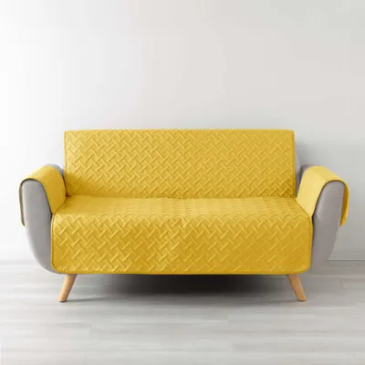 Sofaüberwurf 279x179 cm, gelb, Mikrofaser, Polyester