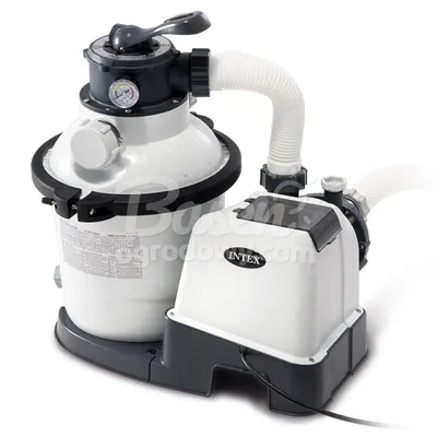 A sand filter pump system for a swimming pool, shown on a white background.