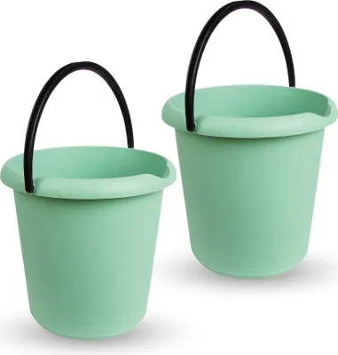 Produktbild von Eimer - Grün  2 Stück Haushaltseimer, 5 Liter, in vers. Farben, Putzeimer aus Stabilem Kunststoff, lebensmittelecht, BPA-frei,  EU