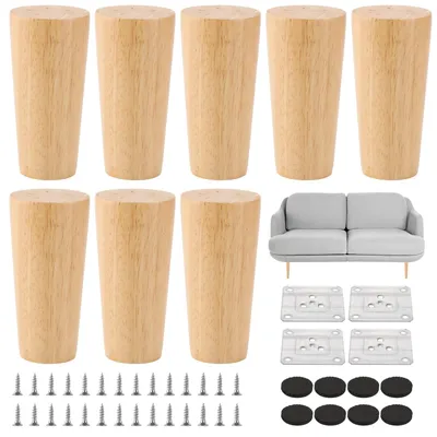 Productafbeelding van Solidchoice - Set van 8 Houten Meubelpoten 10 cm voor Meubels