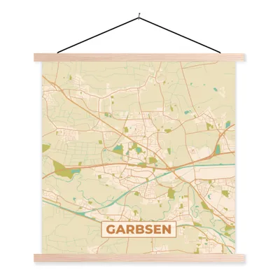 Produktbild von MuchoWow® Textilposter Karte - Garbsen - Vintage - Karte 60x60 cm mit holzfarbenen Rahmen - Wanddekoration