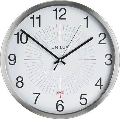 Obrázok produktu pre Unilux Outdoor, Múr, Quartzové hodiny, Kolo, Šedá, Nerezová oceľ, Sklo