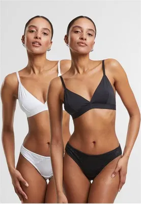 Obrázok produktu pre Dámske čipkované tanga Urban Classics 2-Pack black+white - XL