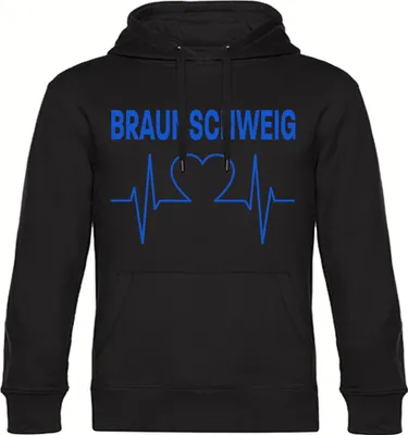 Produktbild von multifanshop Kapuzen Sweatshirt - Braunschweig - Herzschlag, schwarz-2, Größe M