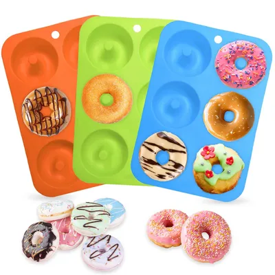 Donut-Backform, 3er-Set, 6 Mulden, Silikon, 26x18x3 cm
