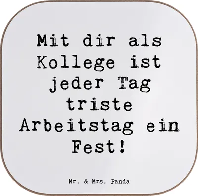 Produktbild von Mr. & Mrs. Panda Untersetzer für Gläser Spruch Fest Kollege - Weiß - Geschenk, geschätzter, Tischuntersetzer, Coaster, gläseruntersetzer, Tassen, Dankbarkeit, Bedanken