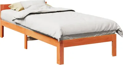 Obrázok produktu pre Maison Exclusive – masívna drevená posteľ bez matraca, voskovohnedá, 80 x 200 cm, borovicové drevo