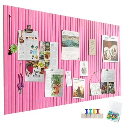 Produktbild von Omgoods - Große Filz-Pinnwand, selbstklebend, 60 x 40 cm - Dekoratives Haftnotizboard mit vertikalen Streifen