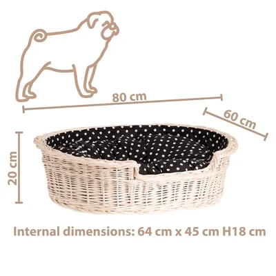 Immagine prodotto di Cestino per cani in vimini ovale con cuscino 80X60 H20 CM