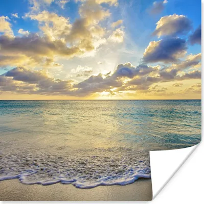 Produktbild von MuchoWow® Poster Meer - Strand - Wolken - Sonne 100x100 cm - Babyzimmer