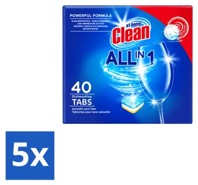 Produktbild von 5 x At Home All-in-1 Spülmaschinentabs - Kalkschutz - Vorteilspackung - 5 Stücke