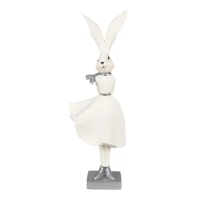 Produktbild von Clayre & Eef Figur Kaninchen 37 cm Weiß Silberfarbig Polyresin