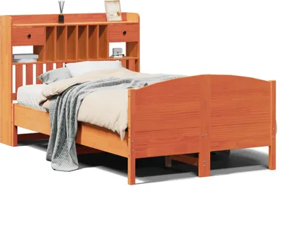 Obrázok produktu pre Posteľ s knižnicou bez matraca vosková 135x190cm borovica