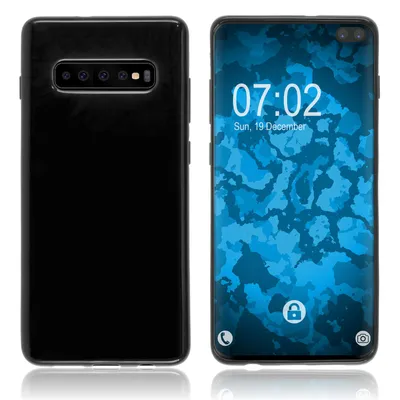 Produktbild von PhoneNatic Case kompatibel mit Samsung Galaxy S10 Plus - schwarz Silikon Hülle transparent Cover