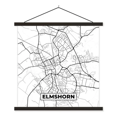 Produktbild von MuchoWow® Textilposter Karte - Stadtplan - Elmshorn 90x90 cm mit schwarzem Rahmen - Magnetisches