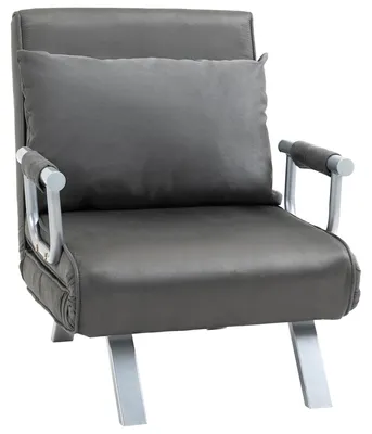 Obrázek produktu pro Relaxační křeslo - Pohodlné křeslo - Lehátko - Křeslo k televizi - Nastavitelná opěrka - Kompaktní rozměry: 65 x 69 x 80 cm - Šedá barva