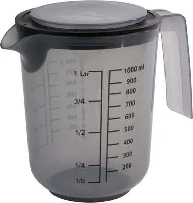 Messbecher 1 L mit Deckel, Ø 12,5 cm, Höhe 16 cm, grau
