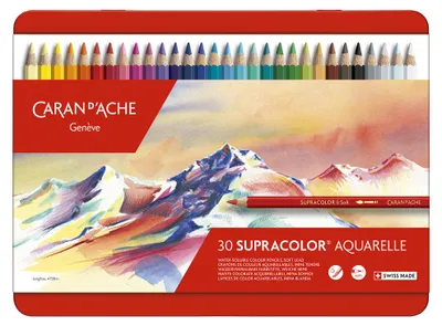 Image de CARAN D'ACHE Crayons de couleur SUPRACOLOR étui métallique de 30 pièces