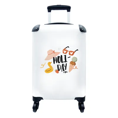 Produktbild von MuchoWow® Koffer Handgepäck Trolley Rollkoffer Kleine Reisekoffer mit 4 Rollen - Sommer - Hut - Sonnenbrille - Cabin Size < 55x40x23 cm & 55x40x20 cm - Fotokoffer - Kabinenkoffer - Boardgepäck - Reise-Box - Reisekoffer - Reisegepäck - Koffer mit Bild - Trolley für Kinder